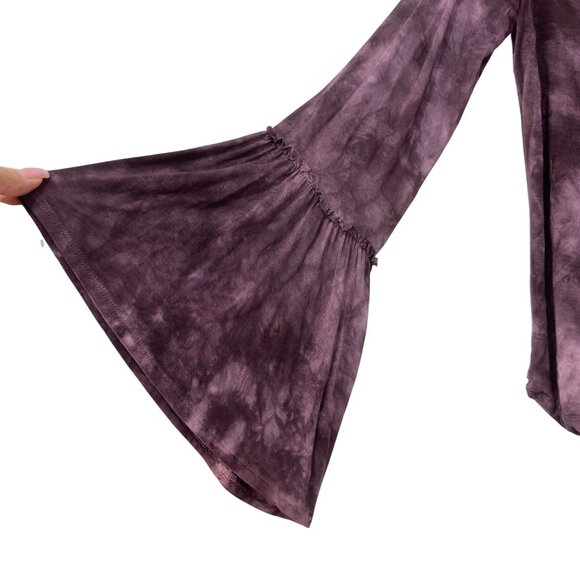American Eagle Soft & Sexy Tie-Dye Bell Sleeve Wrap Top Blouse Womens M Purple - Picture 12 of 16